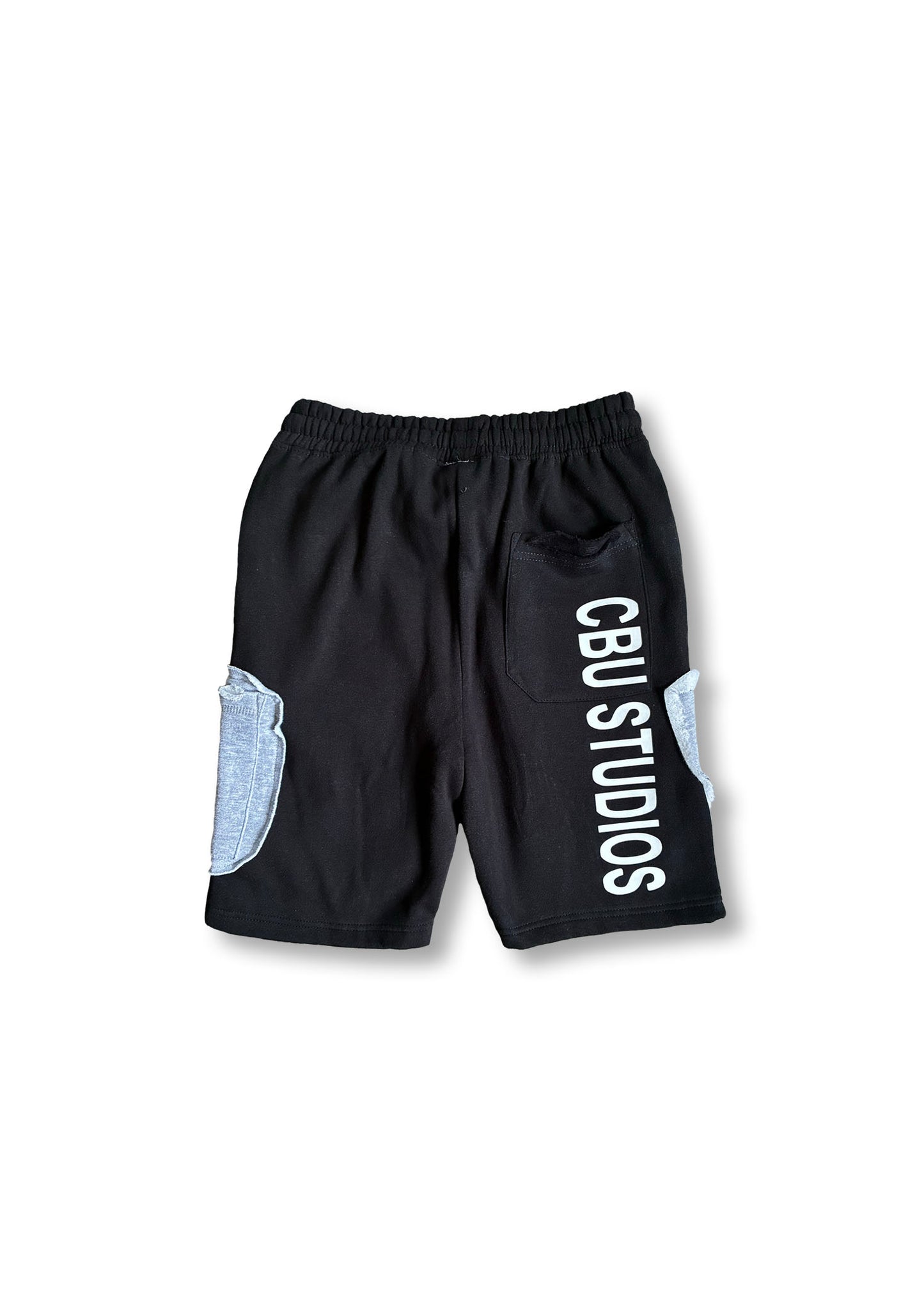 CBU STUDIOS Gray Scale Patchwork Shorts (1/1)
